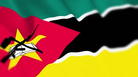 Mozambique Flag Seamless Loop 4k 60fps on Sky Background Stock Footage 340346125