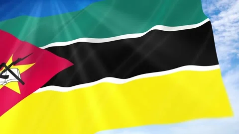 Mozambique Flag Seamless Loop 4k 60fps on Sky Background Stock Footage 341675537