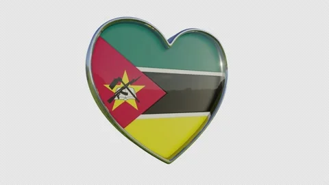 Mozambique  Flag in the Shape of 3D Heart. Stock Footage 141720907