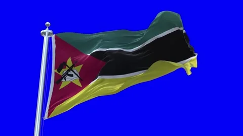 Mozambique Flag Waving in Loopable and Textured green screen background Stock Footage 296877021
