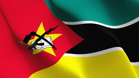 Mozambique flag waving on wind. Stock Illustration