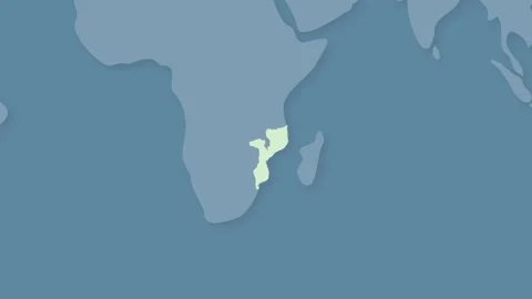 Mozambique Highlighted on World Map, Southeast Africa Country Location Stock Footage 340557481