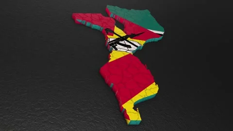 Mozambique map 3d. 3d map of Mozambique. Stock Footage 274363419