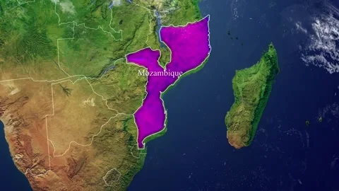 MOZAMBIQUE Map With Borders Stock Footage 318676971