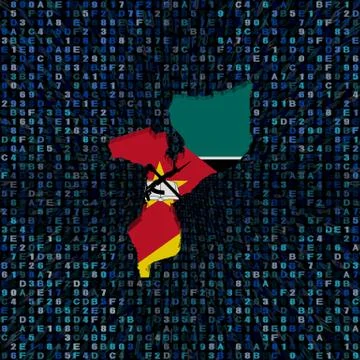 Mozambique map flag on hex code illustration Stock Illustration