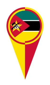 Mozambique Map Pointer Location Flag Stock Illustration