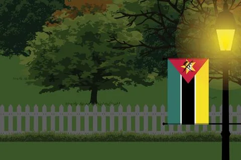 Mozambique Night Trees Lamp Vector Illustration Stock Illustration