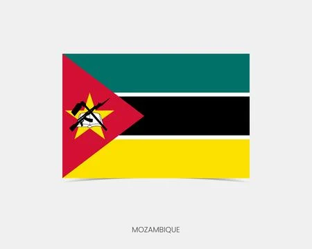 Mozambique Rectangle flag icon with shadow. 스톡 일러스트