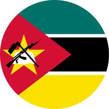 Mozambique round flag icon vector graphics design. Stock Illustration