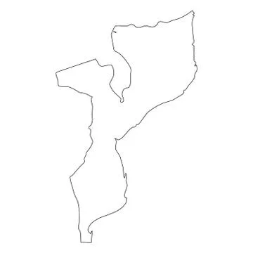 Mozambique - solid black outline border map of country area. Simple flat vector 스톡 일러스트
