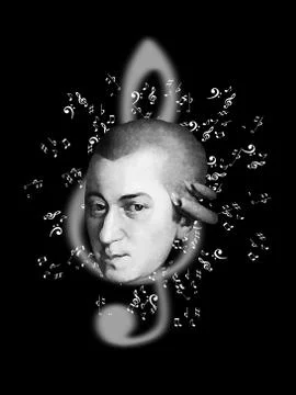 Mozart and his notes Stock Illustration