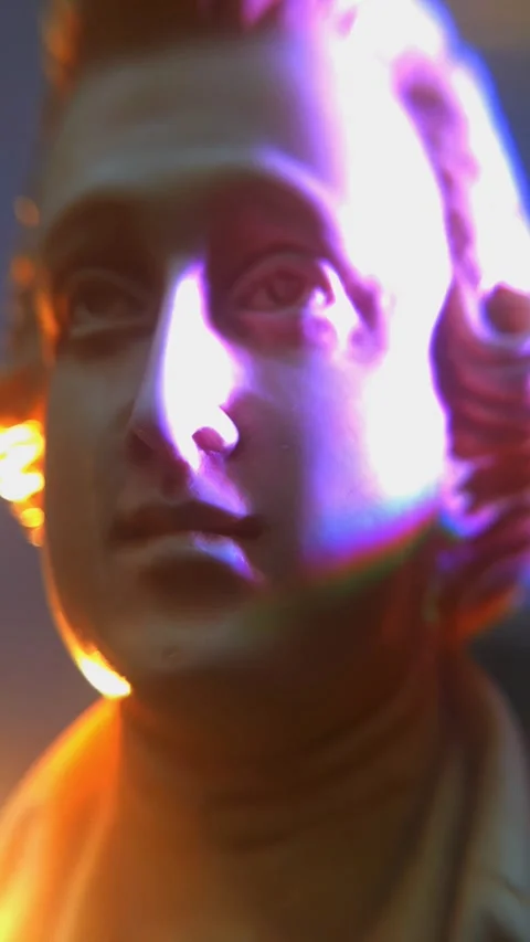 Mozart Classical bust roman style with psychedelic light effects Stock Footage 329678024