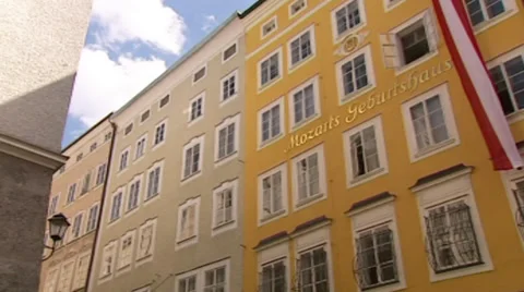 Mozarts House in Salzburg Austria Stock Footage