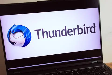Mozilla Thunderbird logo displayed on laptop Stock Photos