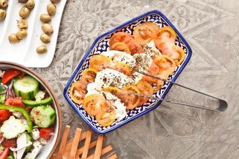 Mozzarella and tomato Stock Photos