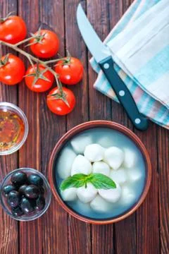 Mozzarella in bowl Stock Photos