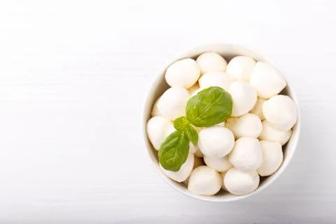 Mozzarella cheese and basil 스톡 사진