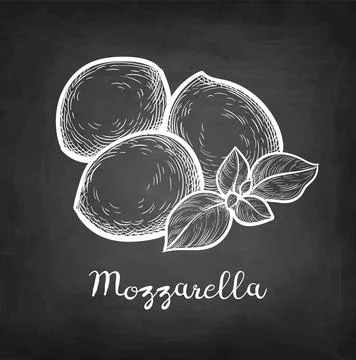 Mozzarella cheese with basil. Stock Illustration