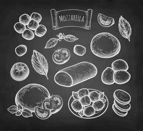 Mozzarella cheese big set. Stock-Illustration