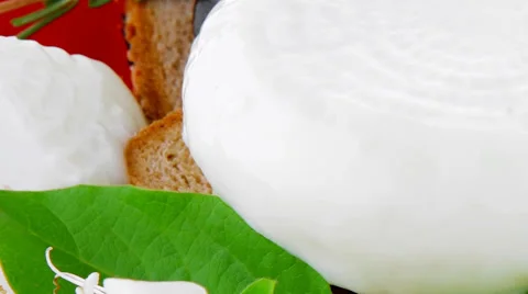 Mozzarella cheese on black dish 库存影片 30360495