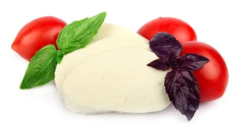 Mozzarella cheese with cherry tomatoes Stock Photos