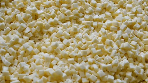 Mozzarella cheese cube for pizza Restaurant Food,meal bio italian Stock Footage 116044345