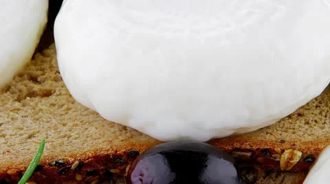 Mozzarella cheese on red 库存影片 25207366