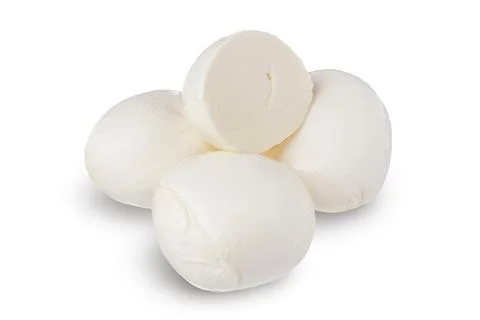 Mozzarella cheese sliced with basil leaf isolated on white background with Stock Photos