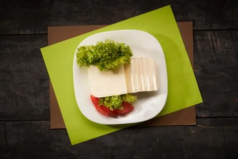 Mozzarella cheese on a table background Stock Photos