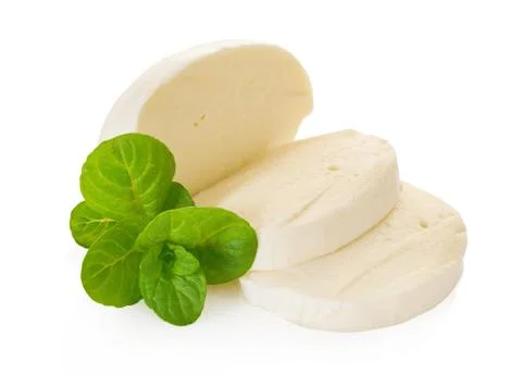 Mozzarella cheese on a white isolated background Stock Photos