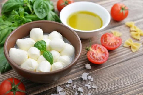Mozzarella with cherry tomatos Stock Photos