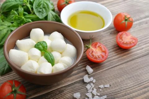 Mozzarella with cherry tomatos Stock Photos