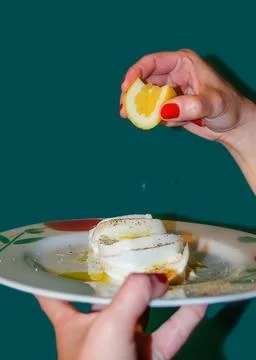 Mozzarella with lemon and pepper Stock Photos