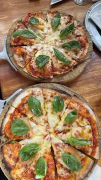Mozzarella pizzas 2 Stock Photos