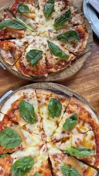 Mozzarella pizzas. Stock Photos