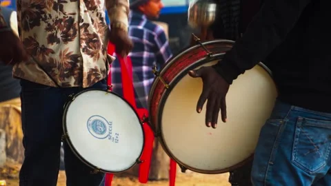 MP, India, 27 April 2026 : Musicians Playing Traditional Instruments Close-Up Stock Footage 333819208