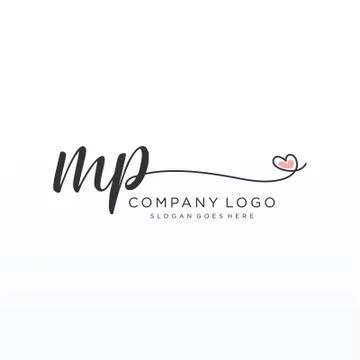 MP Initial handwriting logo design Stock Illustration