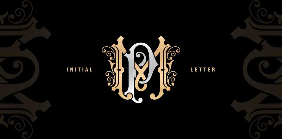 MP monogram classic style Stock Illustration