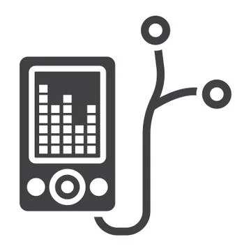 Mp player device glyph icon, fitness and audio Stock Illustration