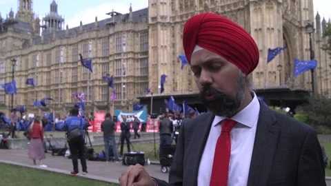 MP Tanmanjeet Singh Dhesi explains question to PM on burka comments Video stock 148604586