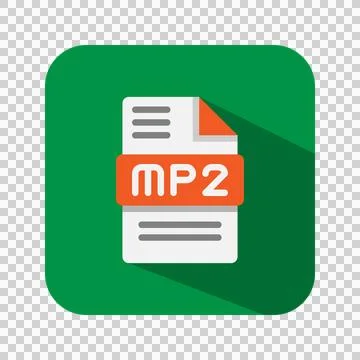 Mp2 audio file flat icons, extension, files type,document, format symbol 库存插图