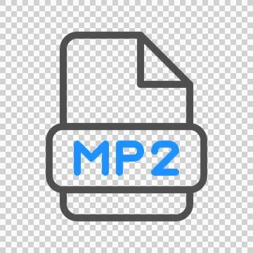 Mp2 document file icon, sleek outline design with a touch of color for vide.. Stock Illustration
