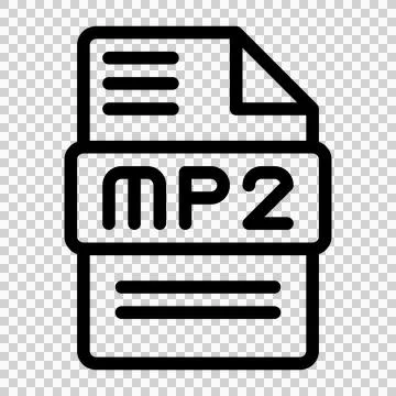 Mp2 File type Icons. Audio Extension icon Outline Design. Vector Illustrations. 스톡 일러스트