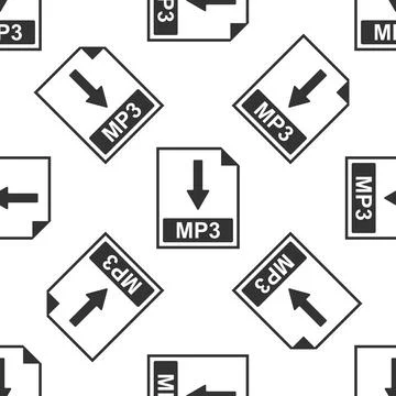 MP3 file document icon. Download MP3 button icon seamless pattern on white Stock Illustration