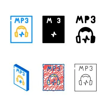 Mp3 file format document color diversity icon vector Illustrazione stock