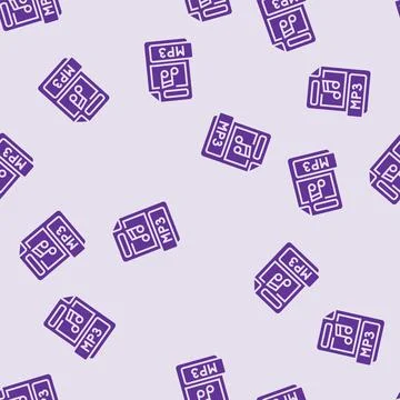 Mp3 file format document glyph seamless pattern Illustrazione stock