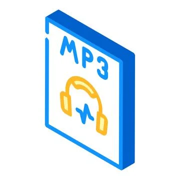 Mp3 file format document isometric icon vector illustration 스톡 일러스트