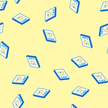 Mp3 file format document isometric icon seamless pattern Illustrazione stock