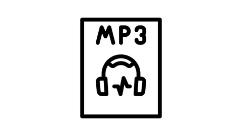 Mp3 file format document line icon animation Stock Footage 326766310