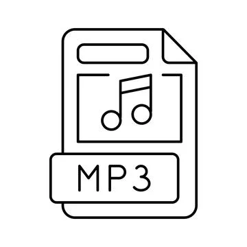 Mp3 file format document line icon vector illustration Stock Illustration
